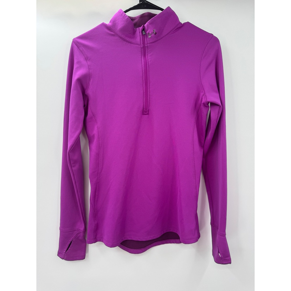 Under Armour Womens Magenta Purple Quarter Zip Long Sleeve Pullover SM